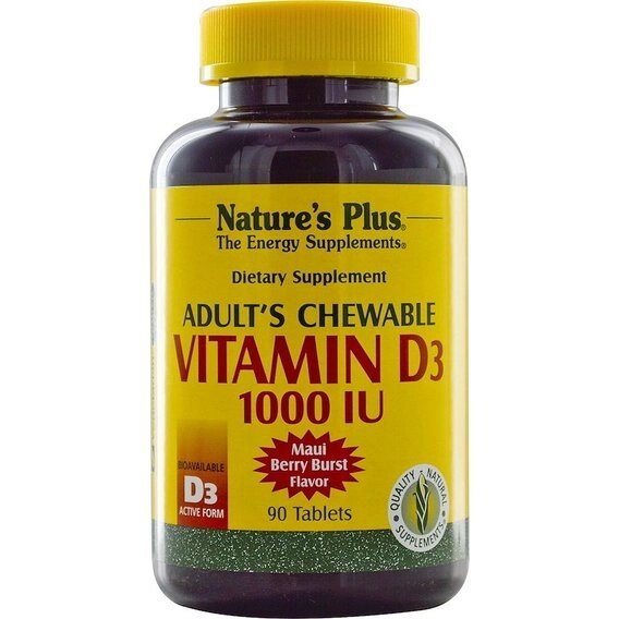 Вітамін D Nature's Plus Adult's Chewable Vitamin D3 1000UI 90 Tabs Maui Berry Burst Flavor NTP1044 від компанії інтернет-магазин "БИТПРОМТОРГ" - фото 1