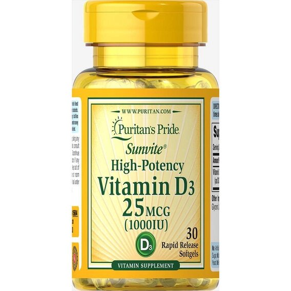 Вітамін D Puritan's Pride Vitamin D3 1000 IU Trial Size 30 Softgels від компанії інтернет-магазин "БИТПРОМТОРГ" - фото 1