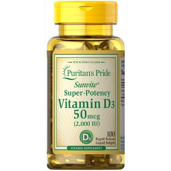 Вітамін D Puritan's Pride Vitamin D3 2000 IU 100 Softgels від компанії інтернет-магазин "БИТПРОМТОРГ" - фото 1