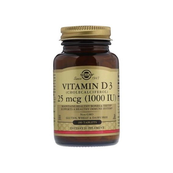 Вітамін D Solgar Vitamin D3 (Cholecalciferol) 1000 IU 180 Tabs від компанії інтернет-магазин "БИТПРОМТОРГ" - фото 1