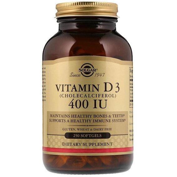 Вітамін D Solgar Vitamin D3 (Cholecalciferol) 400 IU 250 Softgels від компанії інтернет-магазин "БИТПРОМТОРГ" - фото 1