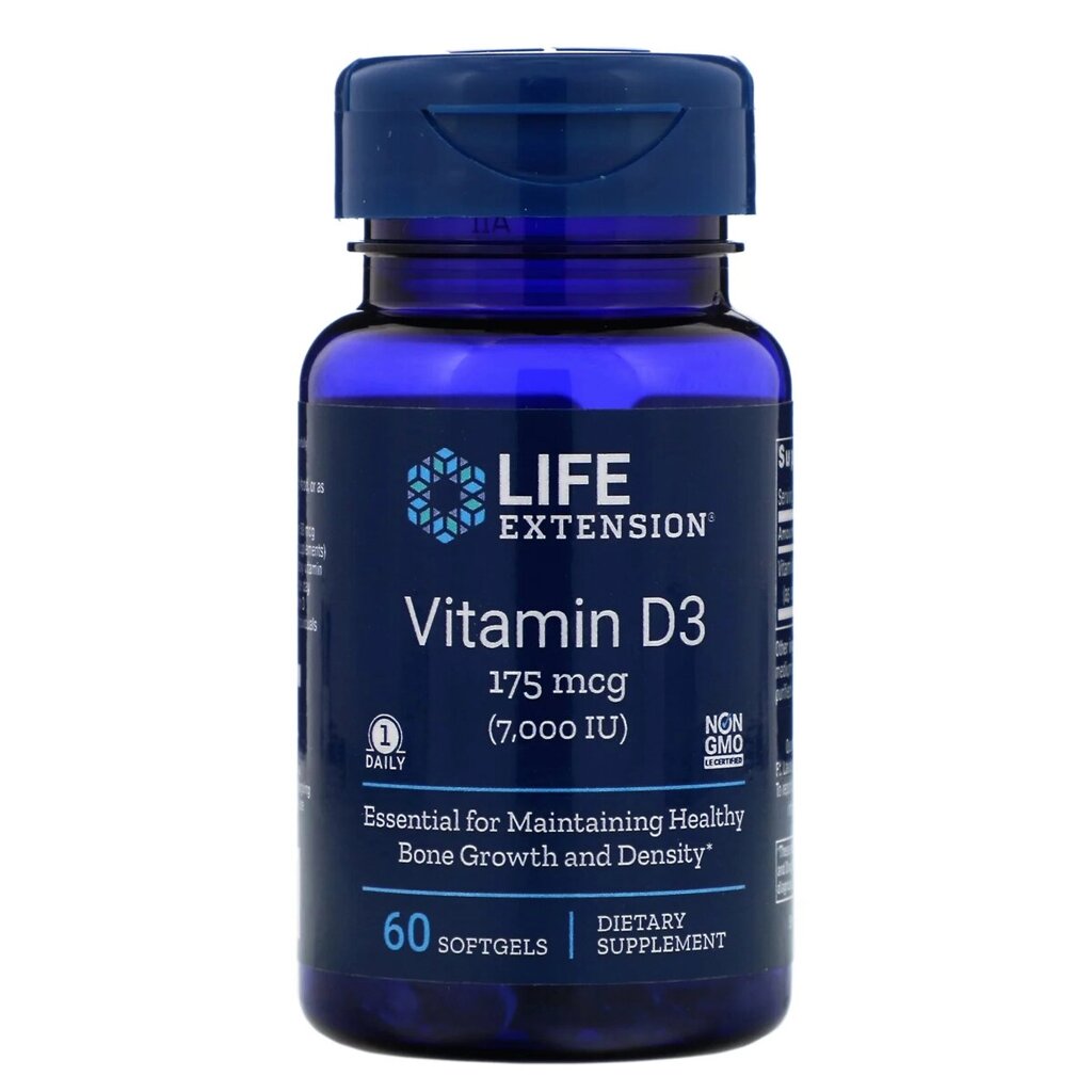 Вітамін D3, Life Extension, Vitamin D3, 175 мкг (7000 МО), 60 гелевих капсул від компанії інтернет-магазин "БИТПРОМТОРГ" - фото 1