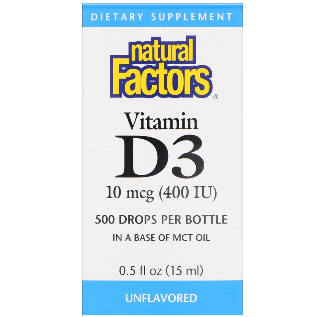 Вітамін D3 Natural Factors у краплях без ароматизаторів Vitamin D3 Drops 400 МО 15 мл (NFS01058) від компанії інтернет-магазин "БИТПРОМТОРГ" - фото 1