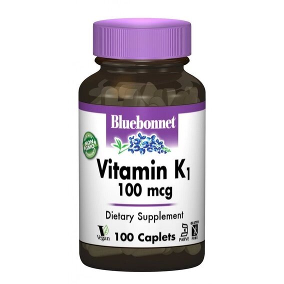 Вітамін K Bluebonnet Nutrition Vitamin К1 100 mcg 100 Caplets від компанії інтернет-магазин "БИТПРОМТОРГ" - фото 1