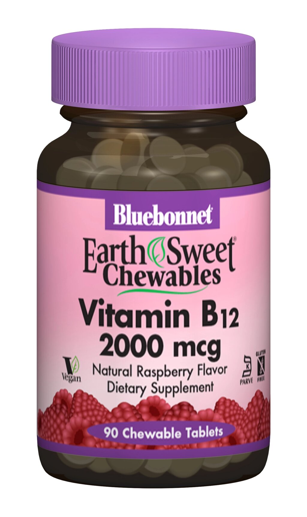 Вітамін В12 2000мкг Bluebonnet Nutrition Earth Sweet Chewables Смак Малини 90 жувальних таблеток від компанії інтернет-магазин "БИТПРОМТОРГ" - фото 1