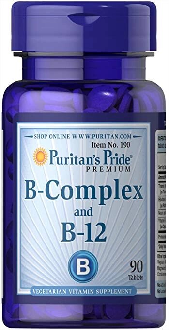 Вітаміни групи В, Puritan's Pride, Vitamin B-Complex та Vitamin B-12, 90 таблеток (30979) від компанії інтернет-магазин "БИТПРОМТОРГ" - фото 1