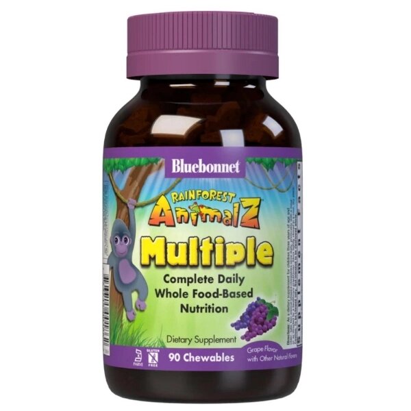 Вітамінно-мінеральний комплекс Bluebonnet Nutrition Rainforest Animalz Multiple Complete Daily 90 Chewables Grape від компанії інтернет-магазин "БИТПРОМТОРГ" - фото 1