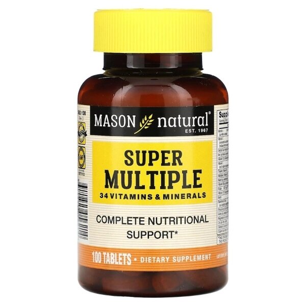 Вітамінно-мінеральний комплекс Mason Natural Super Multiple 100 Tabs від компанії інтернет-магазин "БИТПРОМТОРГ" - фото 1