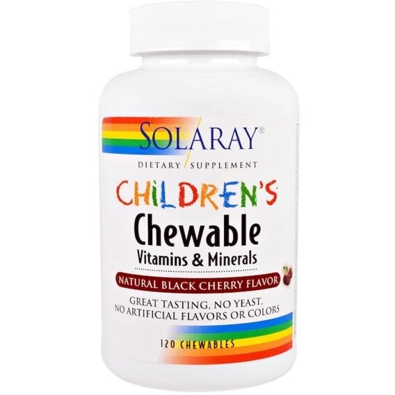 Вітамінно-мінеральний комплекс Solaray Children's Chewable Vitamins and Minerals 120 Chewables Natural Black Cherry від компанії інтернет-магазин "БИТПРОМТОРГ" - фото 1