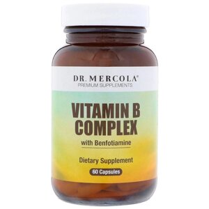 Вітаміни групи В з бенфотіаміном, Dr. Mercola, Vitamin B Complex, 60 капсул (29859)