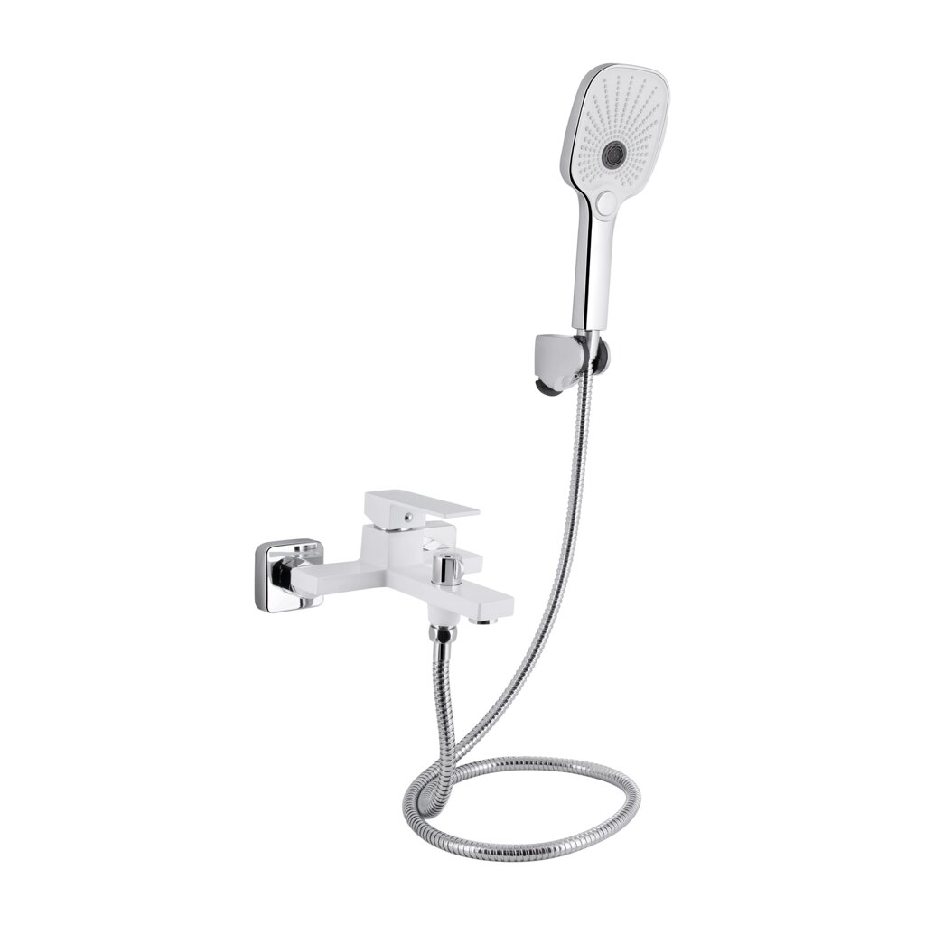 Змішувач для ванни Qtap Gemini (з душовим гарнітуром) QTGEM259CRW45683 Chrome/White від компанії інтернет-магазин "БИТПРОМТОРГ" - фото 1