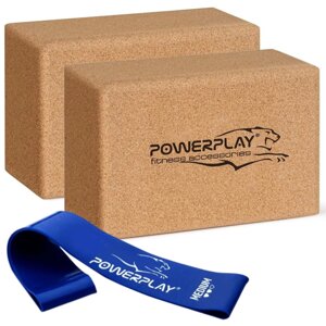 Блоки для йоги 2шт. PowerPlay PP_4006 з пробкового дерева Cork Yoga Block (пара)