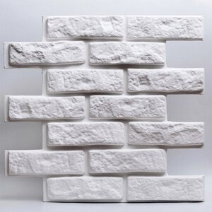 Декоративні гіпсові 3D-панеми Gipster «Камінь/Кирпичi» Білий 500*500*28 мм