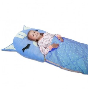 Дитячий спальний мішок-трансформер Кошеня Блакитний S - 120 х 60 см. М - 170 х 70 см.