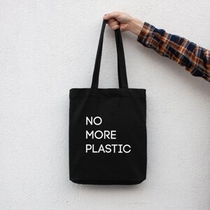 Екосумка "No more plastic", Чорний, Black, англійська