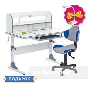 Комплект для школярів парта, що росте Cubby Nerine Grey + стілець для школяра FunDesk LST3 Blue-Grey