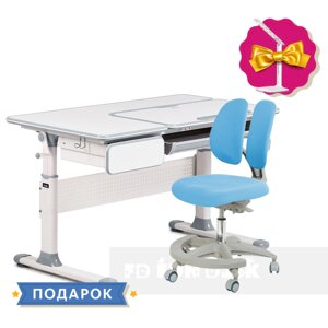 Комплект парта Cubby Toru Grey + підліткове крісло для дому FunDesk Primo Blue