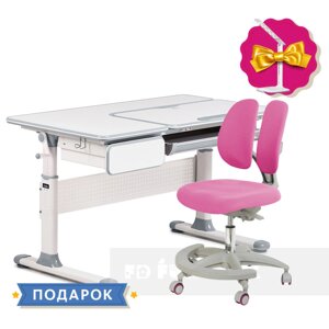Комплект парта Cubby Toru Grey + підліткове крісло для дому FunDesk Primo Pink
