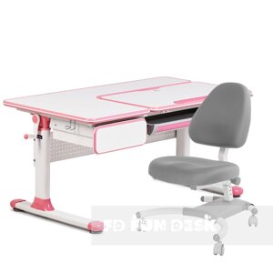 Комплект парта для дівчаток Cubby Toru Pink + підліткове крісло для дому FunDesk Ottimo Grey