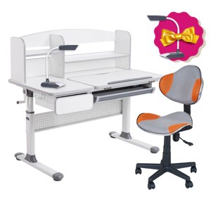 Комплект парта для школярів Cubby Rigu Grey + крісло FunDesk LST3 Orange-Grey