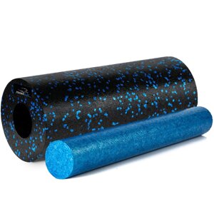 Масажний ролик (роллер) гладкий PowerPlay PP-4348 2 in 1 EPP Foam Roller Чорно/Синій (33x14см.)