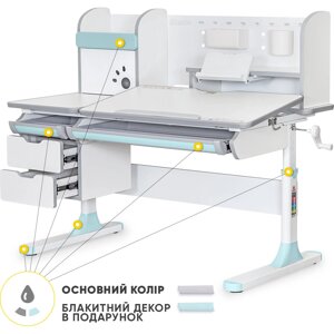 Mealux Дитячий стіл Mealux Hamilton Multicolor BL з полицею (арт. BD-680 W/G MC+BL з полицею)