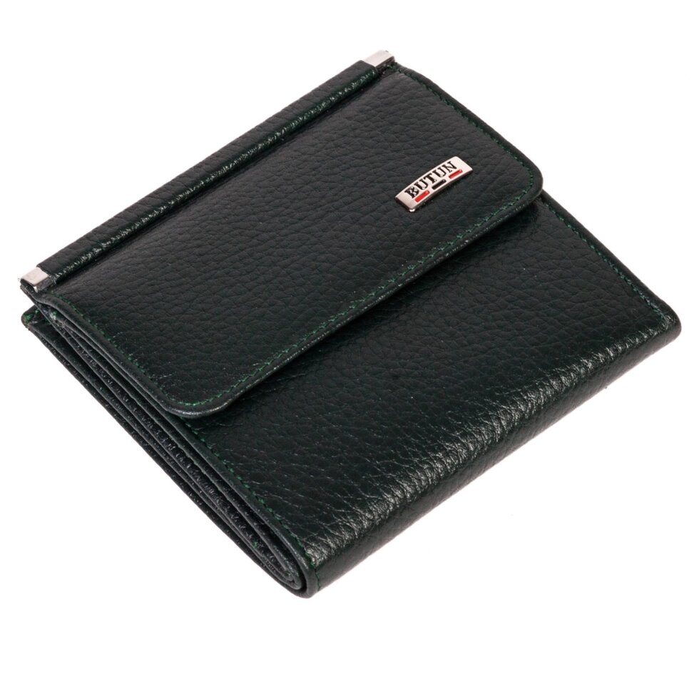 Маленький жіночий гаманець BUTUN 590-004-009 шкіряний темно-зелений - фото