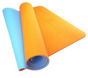 Килимок для йоги та фітнесу U-POWEX TPE Yoga mat Orange/Blue (183х61х0.6)