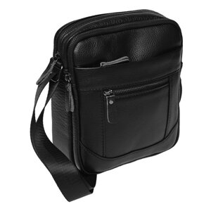 Чорна шкіряна сумка Borsa Leather 10m223-black