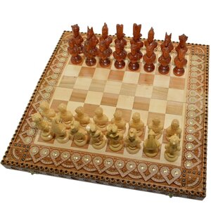 Подарочные Шахматы + Нарды “Египет”50х50 см. Ручная работа