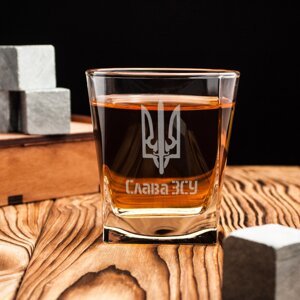 Склянка для віскі "Слава ЗСУ", українська, Крафтова коробка