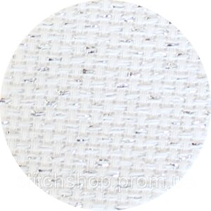 3706/17 Канва Star-Aida 14/54 Zweigart, білий зі срібним люрексом, ширина — 110 см, тканина для виш.