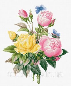 BU4003 Жовті троянди й бенгальські троянди. Luca-S. Набір для вишивання нитками