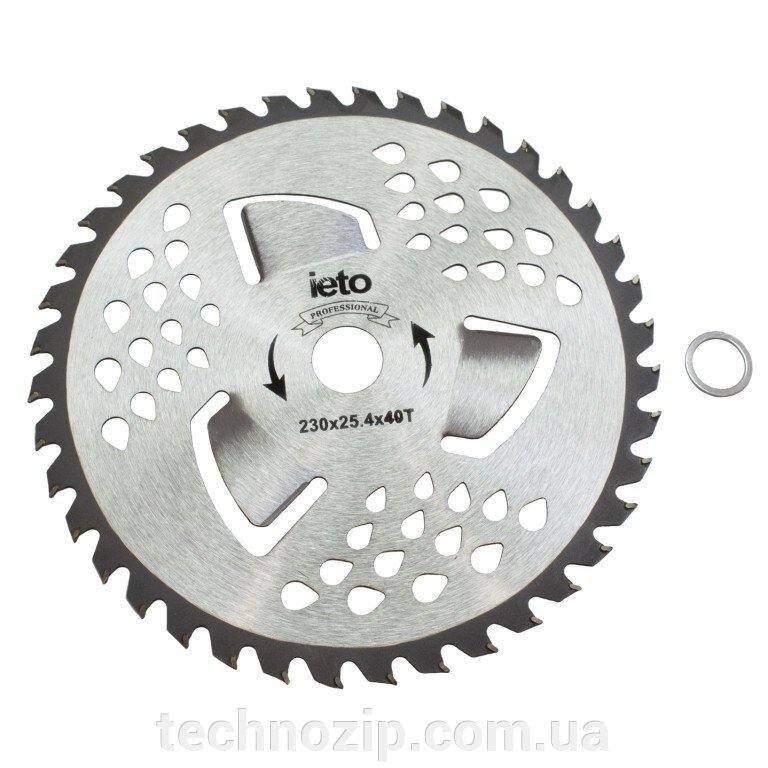 Ніж для тріммера Brush Cutter Blade HD-0101 40Т (230 мм, 3 лопаті, побідитові напайки) від компанії ТЕХНОЗІП - запчастини для побутової техніки з доставкою повсій Україні - фото 1