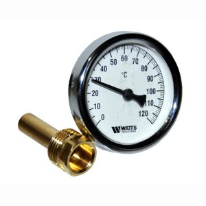 Термометр для котла (0-120°C) D=63 зі штуцером L=43 Watts