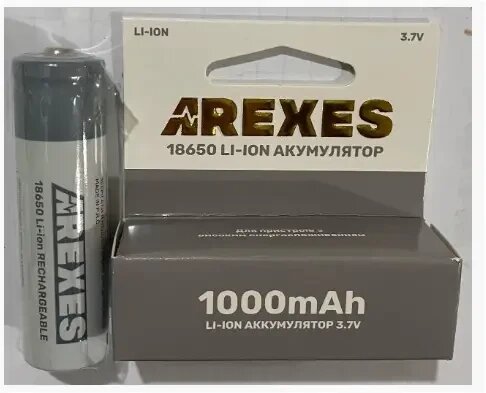 Акумулятор 18650, arexes li-ion, 3.7 v, реальна місткість 1000mAh, діаметр 18 мм, довжина 65 мм. від компанії Інтернет магазин "ВАШ БАЗАР" - потрібні і оригінальні товари! - фото 1