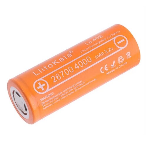 Акумулятор 26700, LiitoKala Lii-40E, 3.2 V, 4000 mAh Оригінал від компанії Інтернет магазин "ВАШ БАЗАР" - потрібні і оригінальні товари! - фото 1