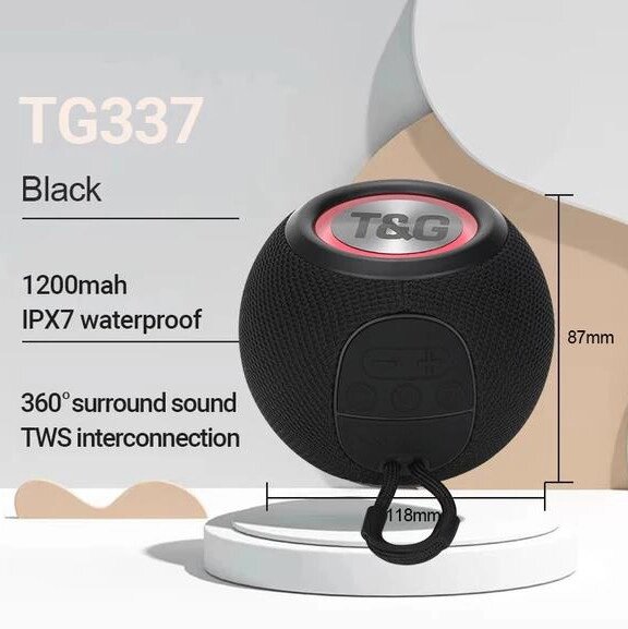 Bluetooth-колонка TG337 з RGB ПІДСВІЧУВАННЯМ, speakerphone, радіо, black від компанії Інтернет магазин "ВАШ БАЗАР" - потрібні і оригінальні товари! - фото 1