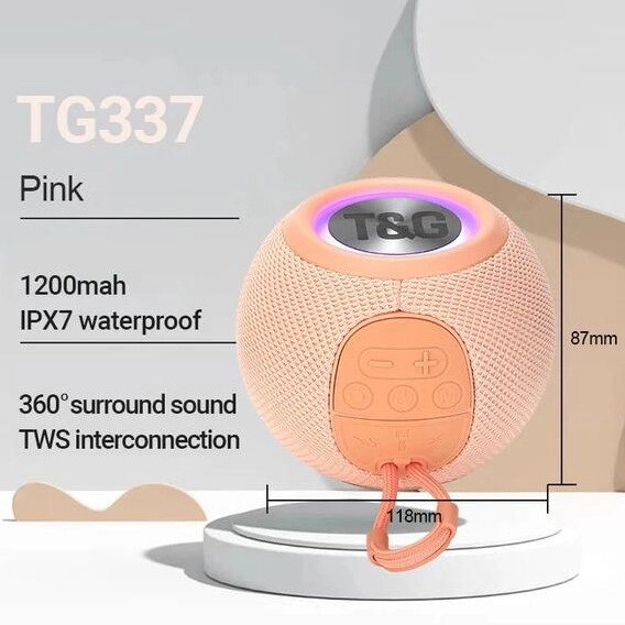 Bluetooth-колонка TG337 з RGB ПІДСВІЧУВАННЯМ, speakerphone, радіо, pink від компанії Інтернет магазин "ВАШ БАЗАР" - потрібні і оригінальні товари! - фото 1