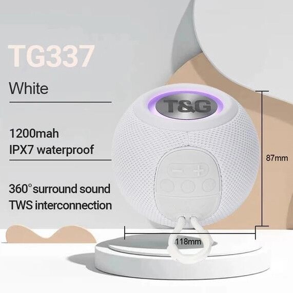 Bluetooth-колонка TG337 з RGB ПІДСВІЧУВАННЯМ, speakerphone, радіо, white від компанії Інтернет магазин "ВАШ БАЗАР" - потрібні і оригінальні товари! - фото 1