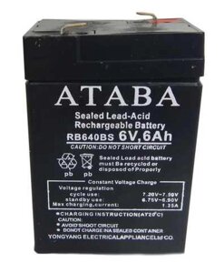 Герметична олив'яно-кислотна акумуляторна батарея Ataba 6V 6Ah
