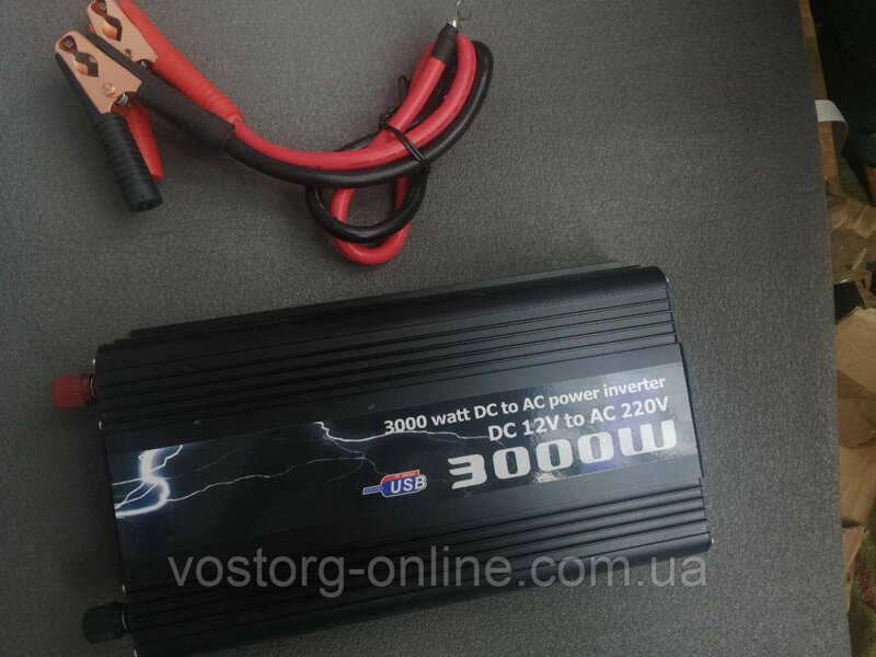 Інвертор автомобільний Power Inverter 3000W перетворювач напруги DC 12 ...