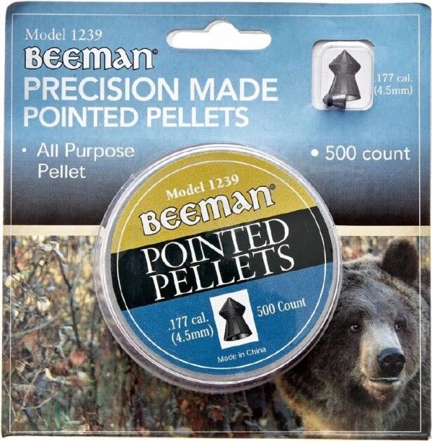 Кулі Beeman Pointed Pellets 4.5 мм, 0.55 г, 500 шт. використовуються гвинтівками потужністю до 305 м/c від компанії Інтернет магазин "ВАШ БАЗАР" - потрібні і оригінальні товари! - фото 1