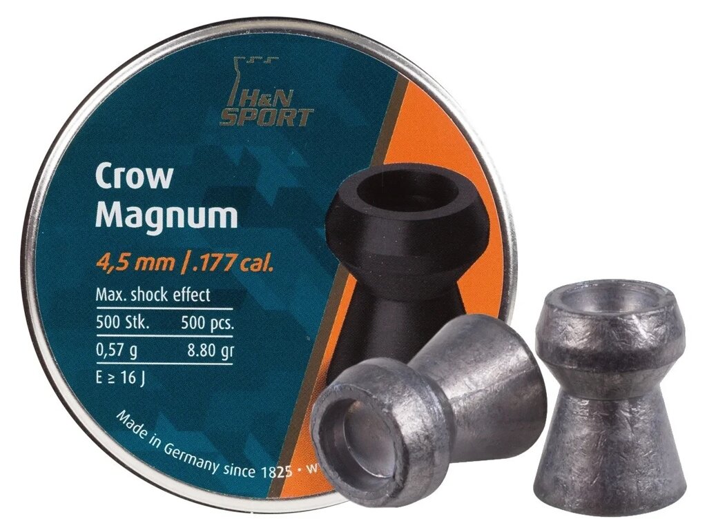 Кулі H&N Crow Magnum 4.50 мм, 0.57 г, 500 шт./пчк від німецького виробника від компанії Інтернет магазин "ВАШ БАЗАР" - потрібні і оригінальні товари! - фото 1