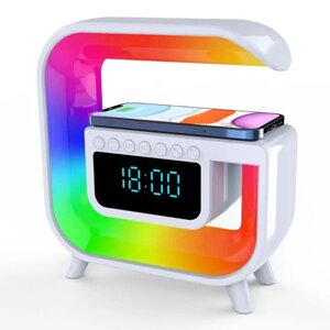 Light Sound Machine G30, RGB нічник, годинник, бездротова зарядка, Bluetooth колонка