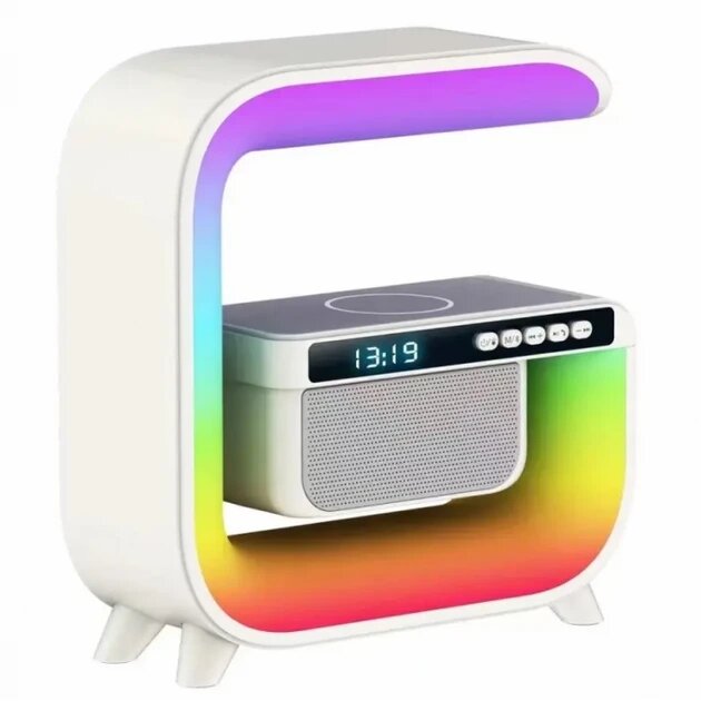 Нічник акумуляторний RGB G3 з бездротовою зарядкою 15 W і Bluetooth колонкою 3W Настільна смарт-лампа Біла від компанії Інтернет магазин "ВАШ БАЗАР" - потрібні і оригінальні товари! - фото 1