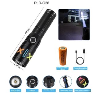 Ліхтар NIGHT VISION FLUORESCENCE G26 WHITE LASER LED PM20-TG, 1х26650/3xAAA, ЗУ Type-C, zoom, Box