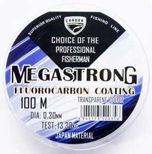 Леска Megastrong Fluorocarbon 100 м, прозора Ø 0,40 мм (11,57 kg)