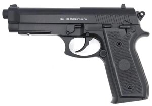 Пневматичний пістолет Borner 92 полімер (Beretta 92F) працює з використанням 12-грамового балона CO2