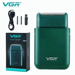 Електробритва VGR V-390 GREEN шейвер для сухого та вологого гоління, Waterproof, висувний тример